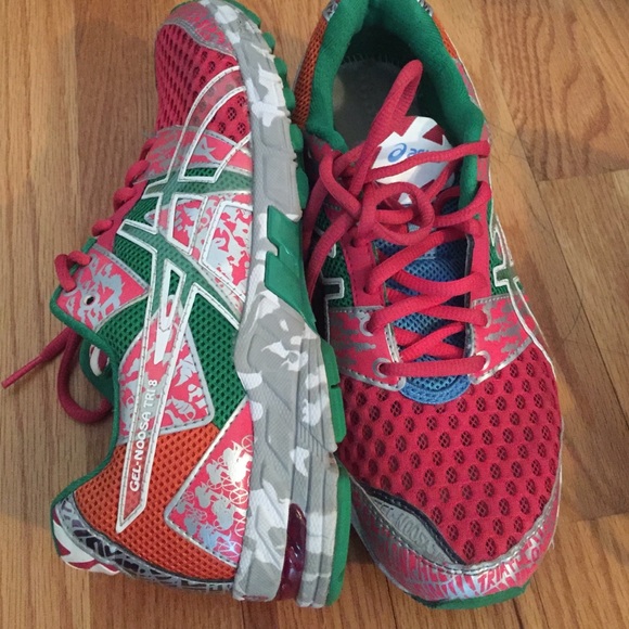 Colorful Oasics running shoes