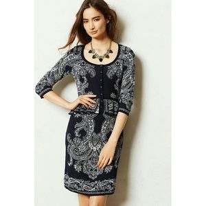 Anthropologie Paisley Peplum Knit Dress