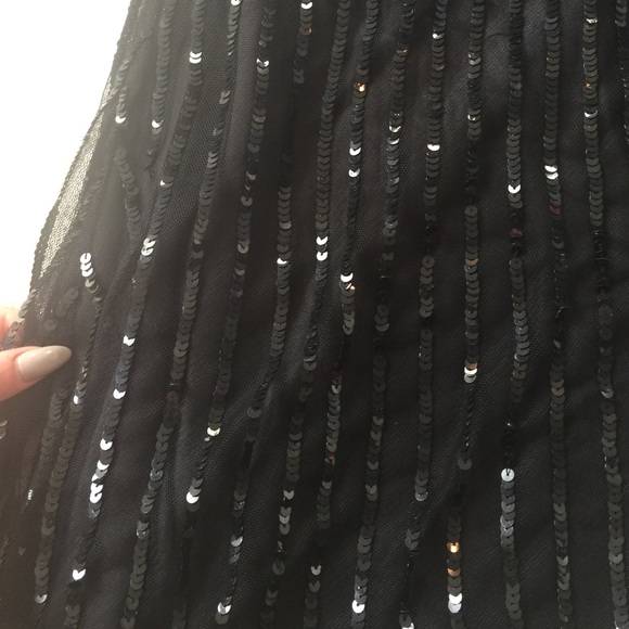 Never worn! Black Sequin A-line Knee Length Skirt - Picture 2 of 2