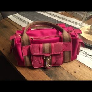 Michael Kors Satin and Suede Hot Pink Purse