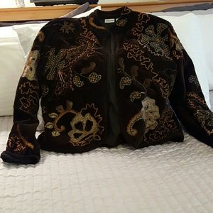 Chicos velvet embellished jacket