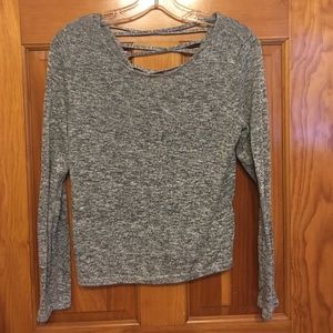 Grey sweater with cross back