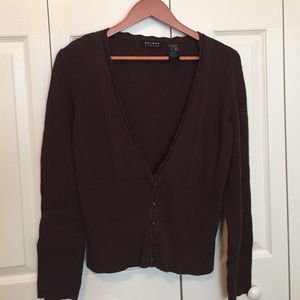 Dark Brown V-neck Button-up Cardigan Sweater