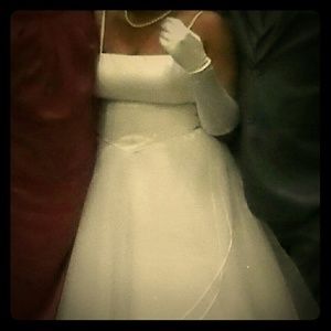 White ball gown with Spaghetti straps