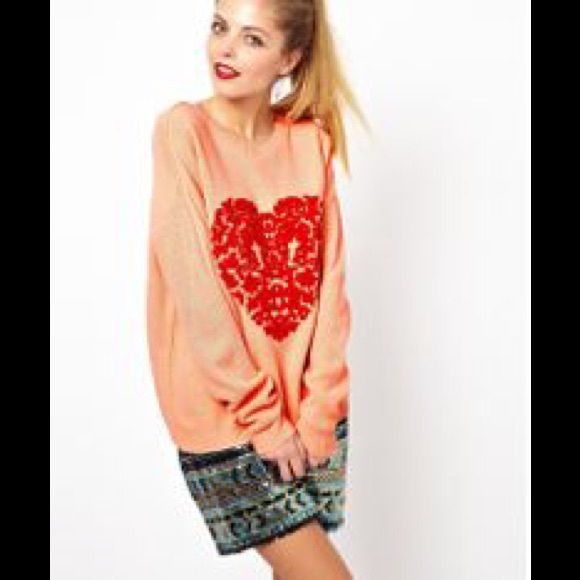 ASOS Baroque Heart Sweater, sz Small