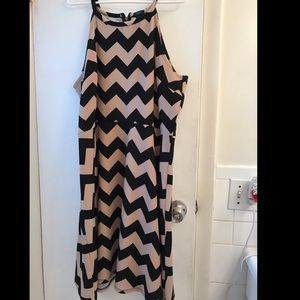 Beige and black zig zag dress