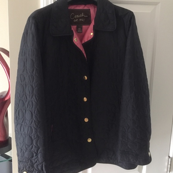 Coach black jacket with gold buttons.