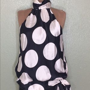 NW Collection silk sleeveless choker neck top