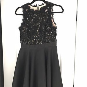 Black eyelash lace cocktail dress