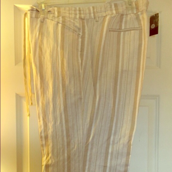 White and Tan Linen Pants