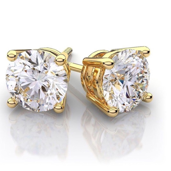 ๐2.0Ct Simulated Diamond 14K Yellow Gold Stud - Picture 3 of 6