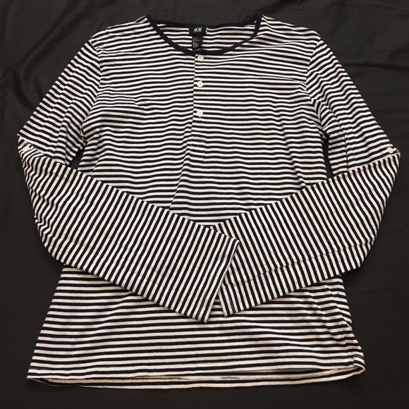 H&M Black and White Striped Henley!