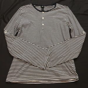 H&M Black and White Striped Henley!