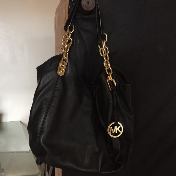 black shoulder real leather mk medium size use