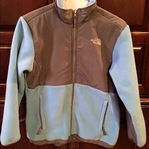 Girls XL baby blue and grey North Face