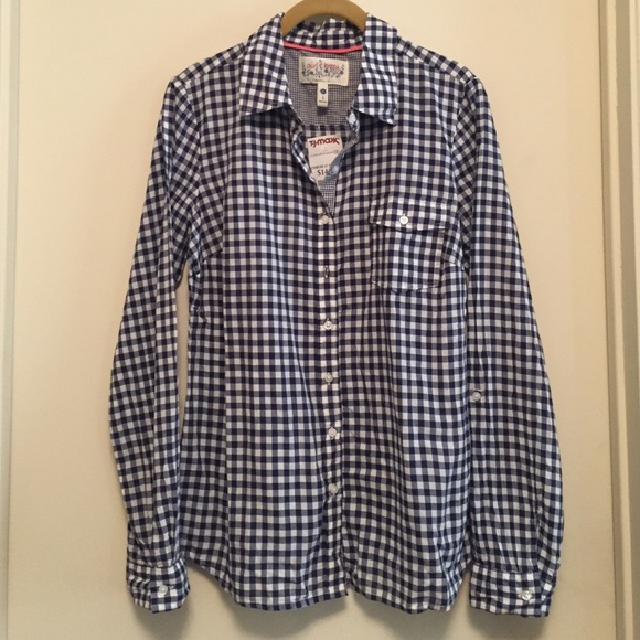 NWT-Blue and white plaid button down