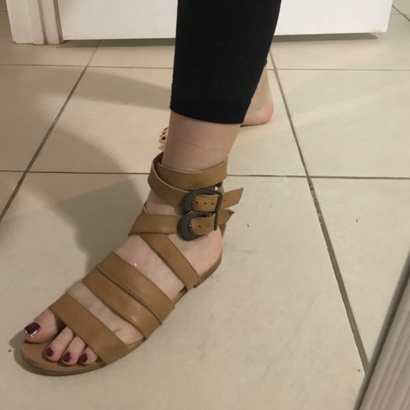 AllSaints tan leather gladiator sandals