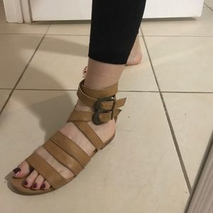AllSaints tan leather gladiator sandals