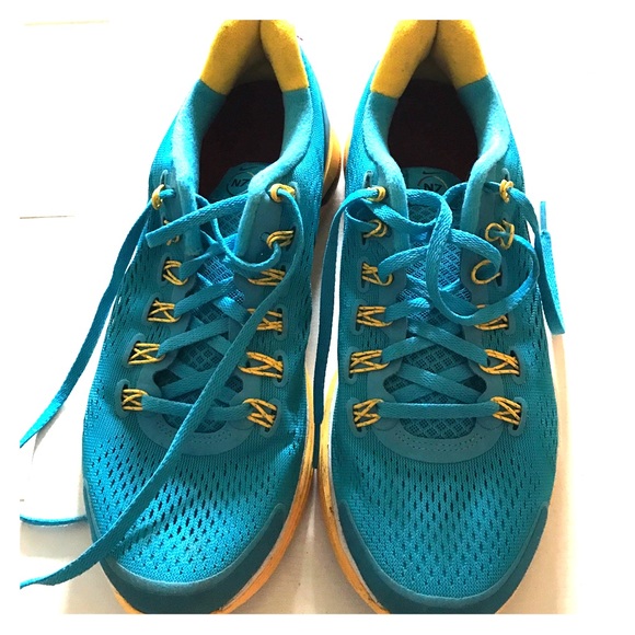 Turquoise and yellow nikes
