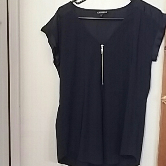 Black sheer and satin blouse.new