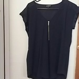 Black sheer and satin blouse.new