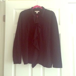 Coldwater creek black fleece zip up large