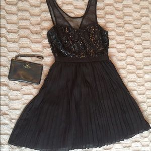 Sequin bodice dress with pleated skirt