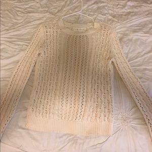 Cream knit sweater with bow