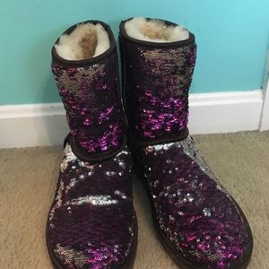 Sparkly purple and silver Uggs