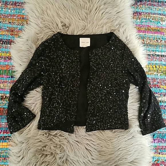 silence + noise Black Sequin Cardigan Size Med