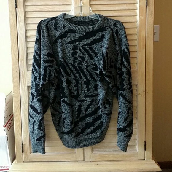Black and grey knit sweater