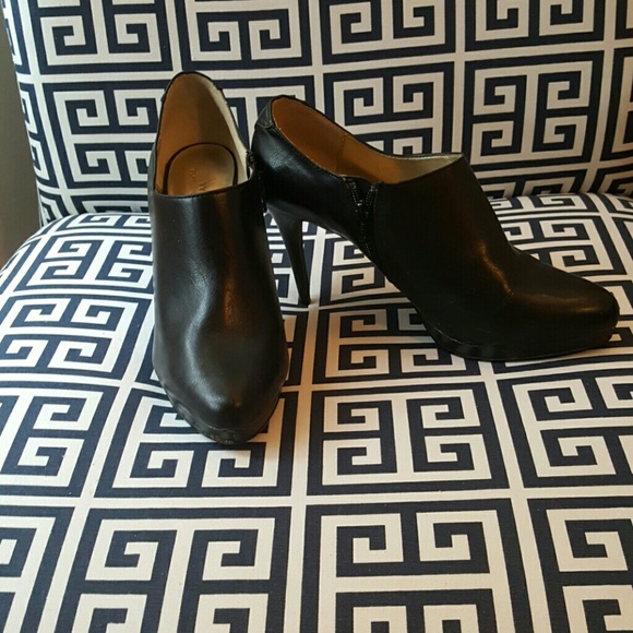 Black leather ankle boots