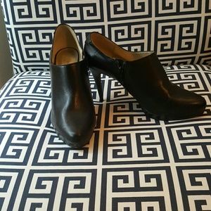 Black leather ankle boots