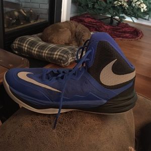 Blue Nike basketball shoes