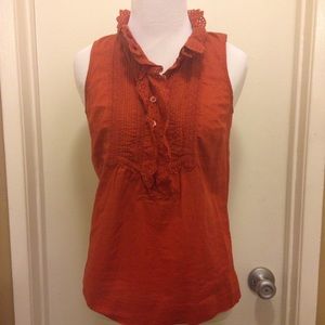 J crew cotton eyelet ruffle top sz 0