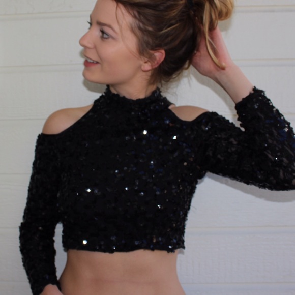 Sparkly Glitter New Year's Sequin Crop Top
