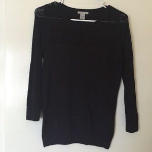 H&M black sweater with cut-out floral pattern