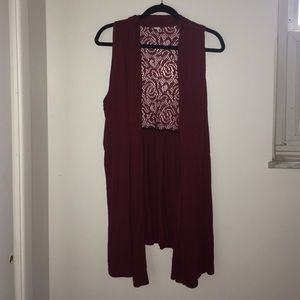Maroon Lacey Open Cardigan