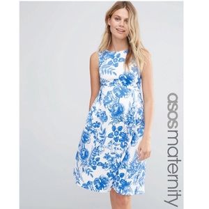 ASOS Maternity Midi Dress - Blue/White Floral