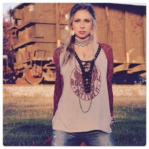 Rock N Roll Lace up top