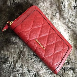 Red Leather Quilted Wallet