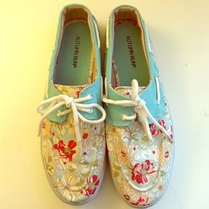 Turquoise Floral Print Sperrys (Worn 1x)