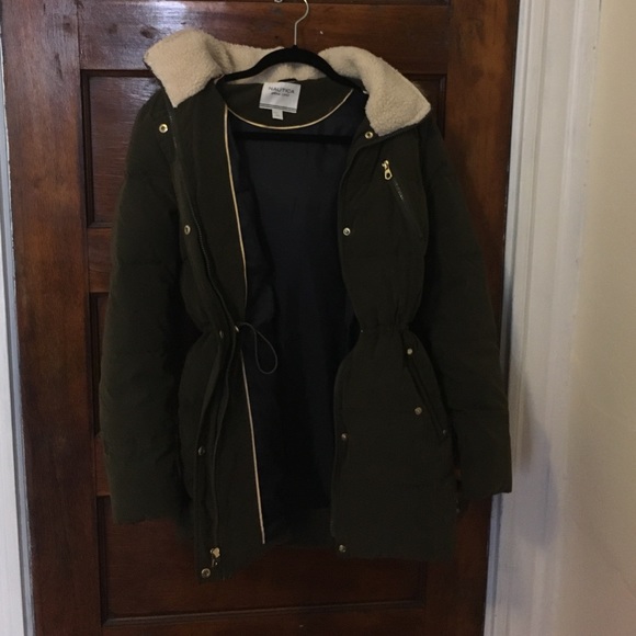 Nautical Olive Green Quilted Winter Coat