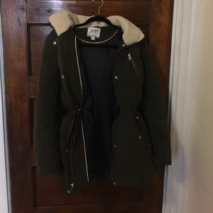 Nautical Olive Green Quilted Winter Coat