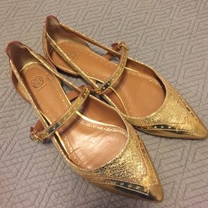 Tory Burch Gold Pointy Flats Size 7 Final Price
