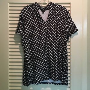 Black & White Pattern Talbots V-Neck Blouse