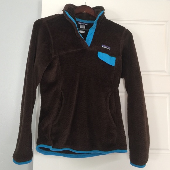 Brown Patagonia snap pullover with pockets