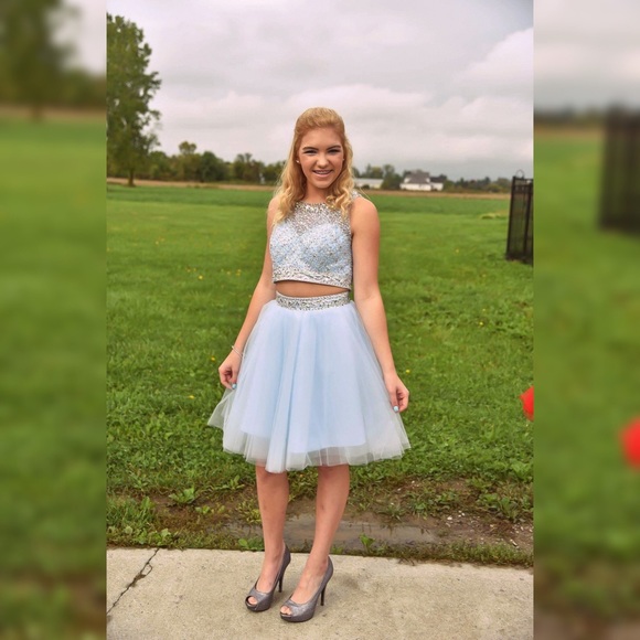 Blue 2 Piece Homecoming Dress - Picture 1 of 4