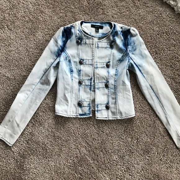 Stone-washed Military-style Denim Jacket