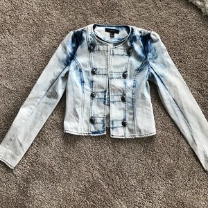 Stone-washed Military-style Denim Jacket